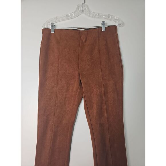 Anthropologie Faux Suede brown Green Pull On Ankle Legging Inseam Ankle Zip-30 - Picture 3 of 10